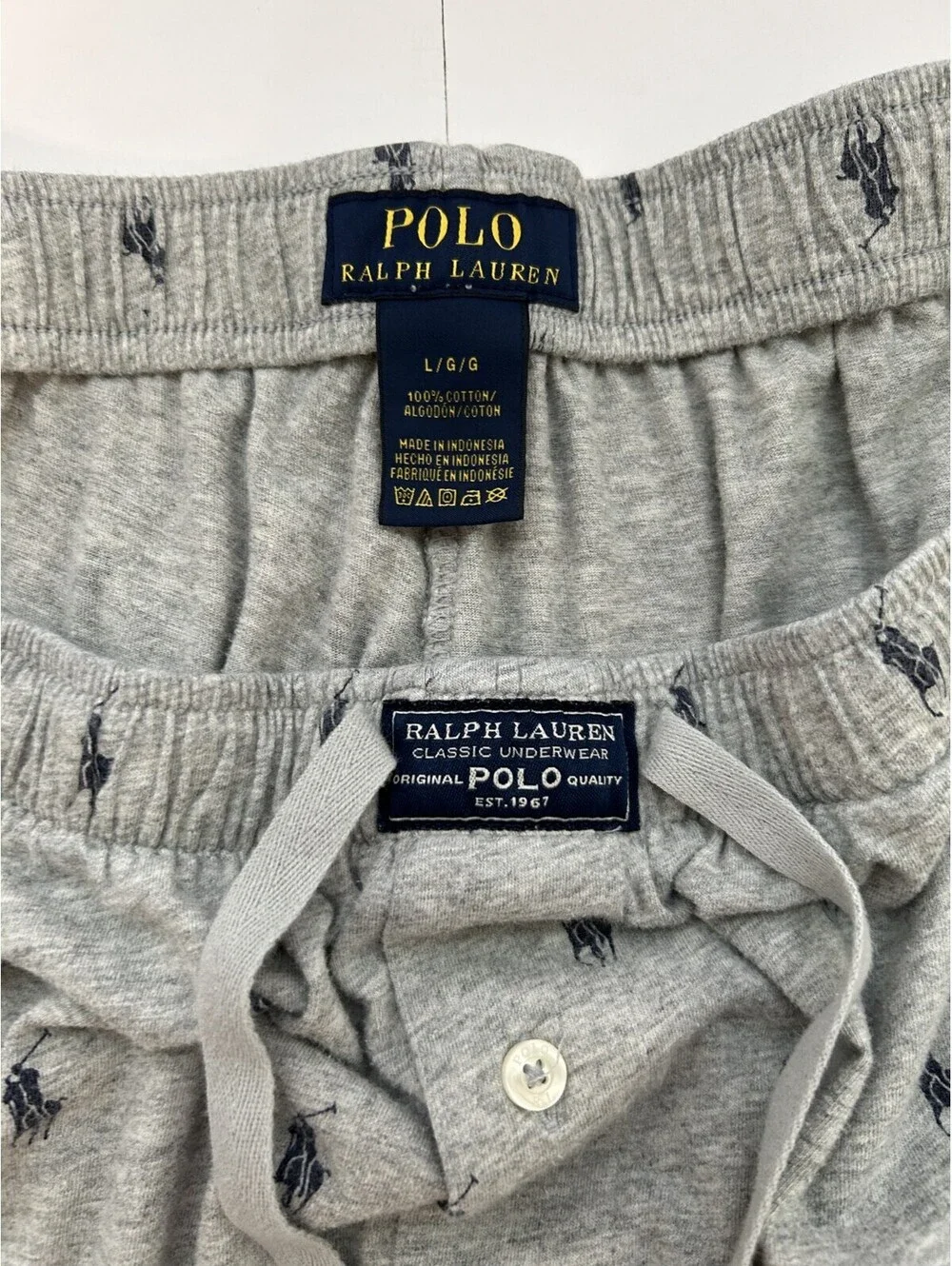 Polo Ralph Lauren Sleeping Pants Gray All Over Pony Lightweight Soft Size Large